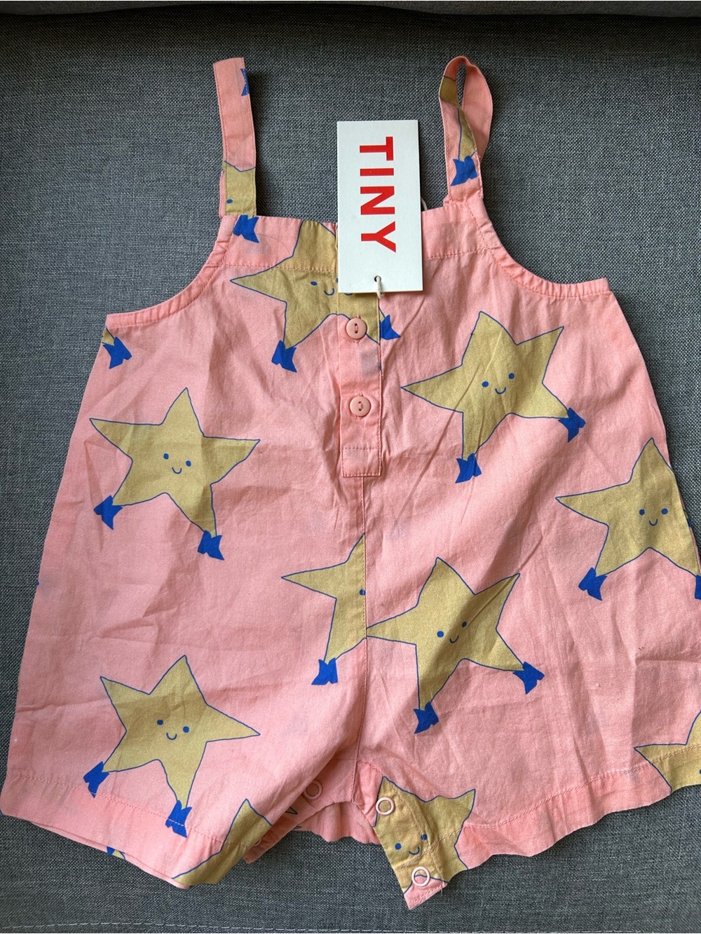 Tiny Cottons Dancing Stars Baby Dungaree, Papaya